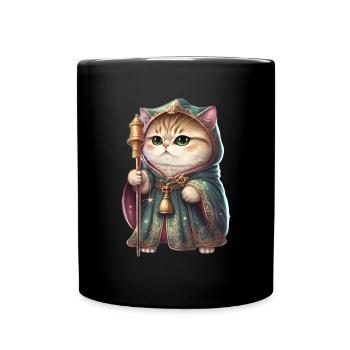 Katzen Mutter Miau König Lustig Katzendame T-Shirt - Tasse einfarbig - Schwarz - Vorne