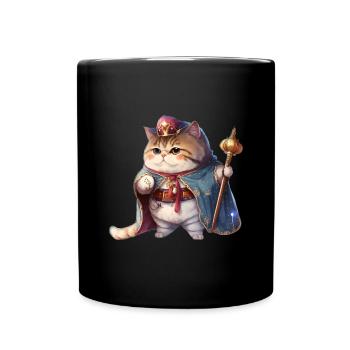 Katzen Mutter Miau König Lustig Katzendame T-Shirt - Tasse einfarbig - Schwarz - Vorne
