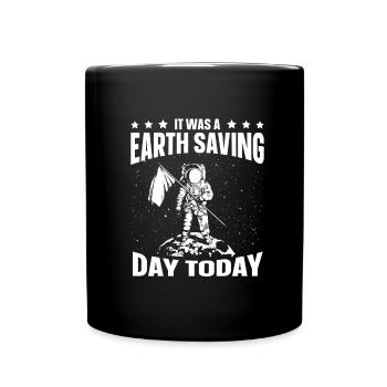 Weltraum Weltall Astronaut Astroid Umleitung - Tasse einfarbig - Schwarz - Vorne