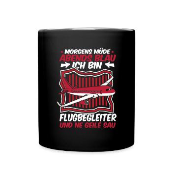 Flugbegleiter Stewardess - Tasse einfarbig - Schwarz - Vorne