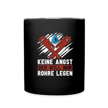 Rohrleitungsbauer Lustig - Tasse einfarbig - Schwarz - Vorne