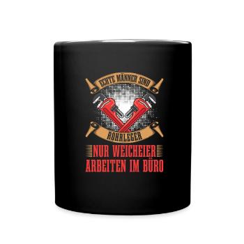 Rohrleitungsbauer Lustig - Tasse einfarbig - Schwarz - Vorne