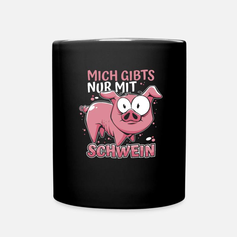 Schwein Schweinebauer Witzig Schwein - Tasse einfarbig - Schwarz
