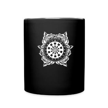 Dart Dartspieler Blumen - Tasse einfarbig - Schwarz - Vorne