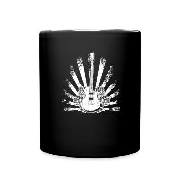 Electric guitar electric guitar flowers - Full Colour Mug - black - Front