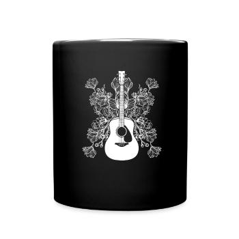 Akustikgitarre Blumen - Tasse einfarbig - Schwarz - Vorne