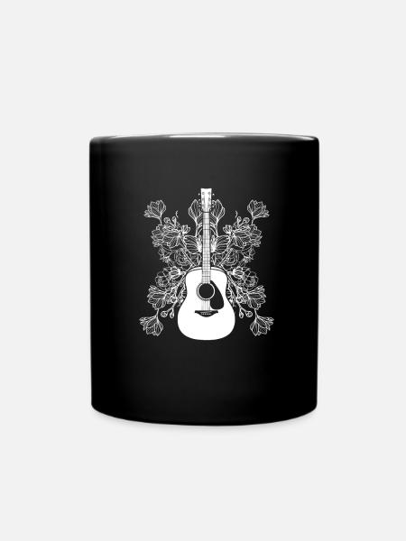 fleurs de guitare acoustique - Mug uni - noir