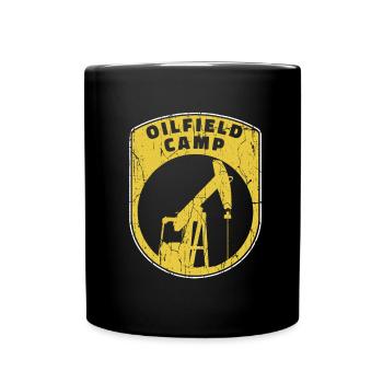 Ölfeld Bohrinsel Lager - Tasse einfarbig - Schwarz - Vorne