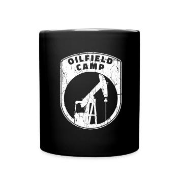 Ölfeld Bohrinsel Lager - Tasse einfarbig - Schwarz - Vorne