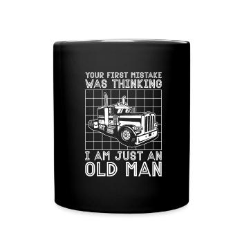 Lkw Fahrer Trucker Lastwagenfahrer Alter Mann - Tasse einfarbig - Schwarz - Vorne