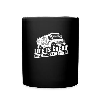 Kuh Milch Witzig Milchwagen - Tasse einfarbig - Schwarz - Vorne
