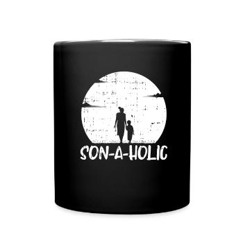 Mom Mutter Sohn - Tasse einfarbig - Schwarz - Vorne