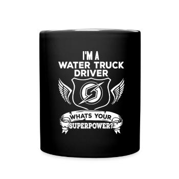 Lkw Fahrer Trucker Lastwagenfahrer Supermacht - Tasse einfarbig - Schwarz - Vorne