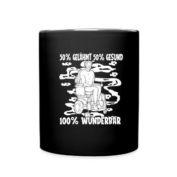 Rollstuhl Rollstuhlfahrer Lustig - Tasse einfarbig - Schwarz - Vorne