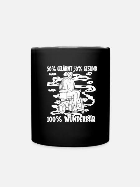 Rollstuhl Rollstuhlfahrer Lustig - Tasse einfarbig - Schwarz