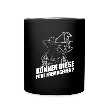 Rollstuhl Rollstuhlfahrer Lustig - Tasse einfarbig - Schwarz - Vorne