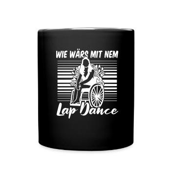 Rollstuhl Rollstuhlfahrer Schoßtanz - Tasse einfarbig - Schwarz - Vorne