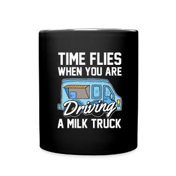 Cow Milk Funny Milk Wagon - Full Colour Mug - black - Front