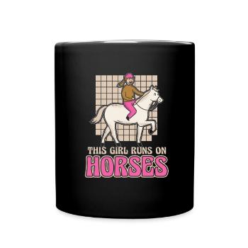 Pferd Reitsport Mädchen Ausdauerreiten - Tasse einfarbig - Schwarz - Vorne