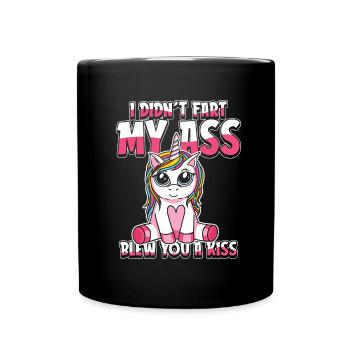Einhorn Unicorn Wortwitz - Tasse einfarbig - Schwarz - Vorne