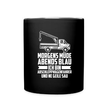 Abschleppdienst Abschlepper - Tasse einfarbig - Schwarz - Vorne