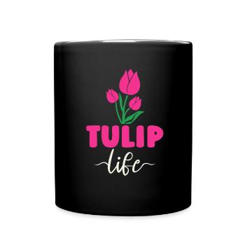 Tulpen Leben Tulpen - Tasse einfarbig - Schwarz - Vorne