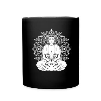 Buddha Buddhist Lotus Blatt - Tasse einfarbig - Schwarz - Vorne