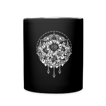 Mandala de tournesol - Mug uni - noir - Devant