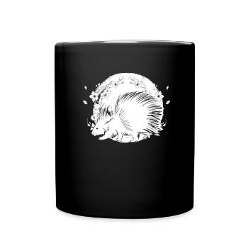 Stachelschwein Blumen - Tasse einfarbig - Schwarz - Vorne