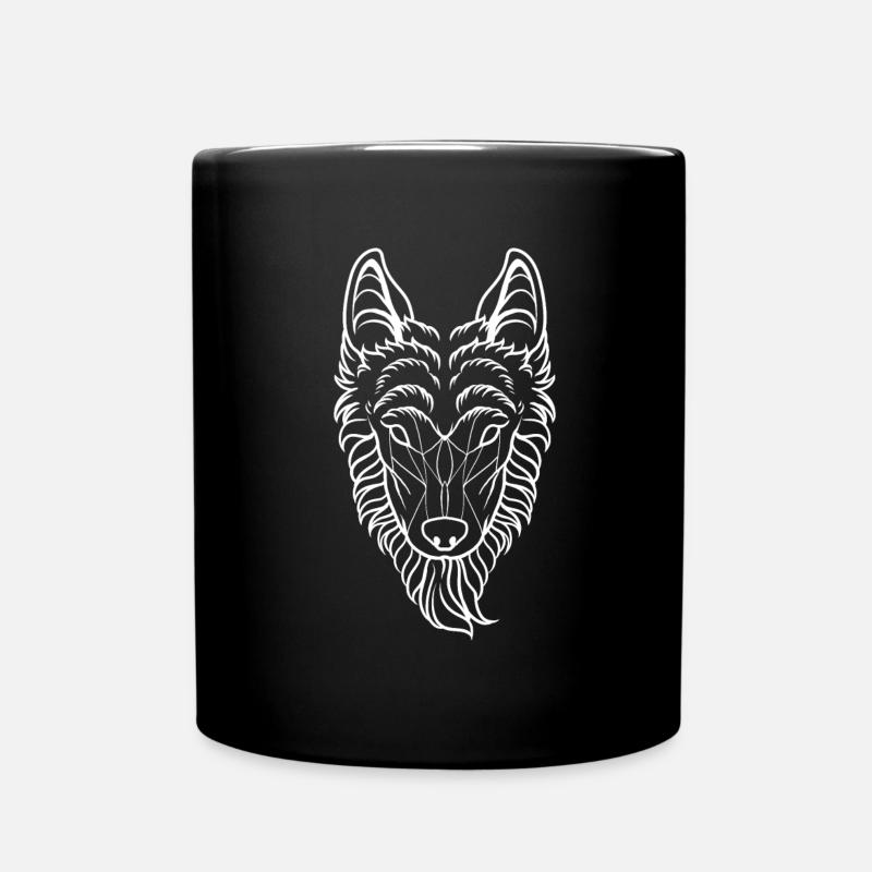 Wolf Geometrisch - Tasse einfarbig - Schwarz