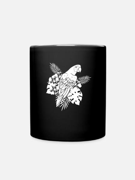 Parrot Flowers - Full Colour Mug - black