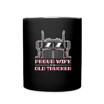 Lkw Fahrer Trucker Lastwagenfahrer Gattin - Tasse einfarbig - Schwarz - Vorne