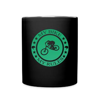 Biken, Bike, Fahrrad, Bmx - Tasse einfarbig - Schwarz - Vorne