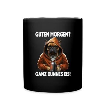 Hund Kaffee Morgenmuffel Mitarbeiter Geschenk - Tasse einfarbig - Schwarz - Vorne