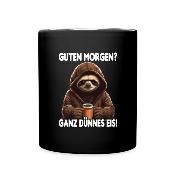 Faultier Kaffee Morgenmuffel Mitarbeiter Geschenk - Tasse einfarbig - Schwarz - Vorne