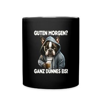 Hund Kaffee Morgenmuffel Mitarbeiter Geschenk - Tasse einfarbig - Schwarz - Vorne