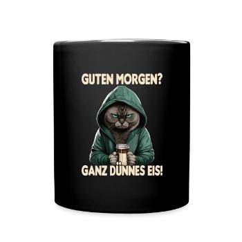 Katze Kaffee Morgenmuffel Mitarbeiter Geschenk - Tasse einfarbig - Schwarz - Vorne