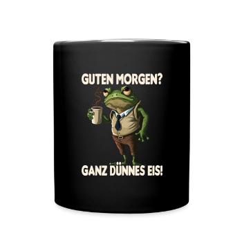 Frosch Kaffee Morgenmuffel Mitarbeiter Geschenk - Tasse einfarbig - Schwarz - Vorne