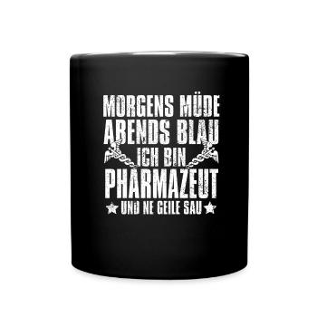Apotheke Apotheker Morgens Mde Abends Blau - Tasse einfarbig - Schwarz - Vorne