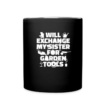 Hobbygärtner Garten Schwester - Tasse einfarbig - Schwarz - Vorne