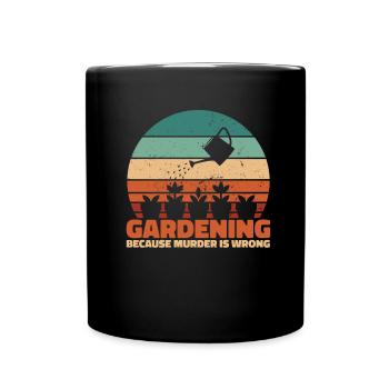 Hobbygärtner Garten Mord Gartenkatze - Tasse einfarbig - Schwarz - Vorne