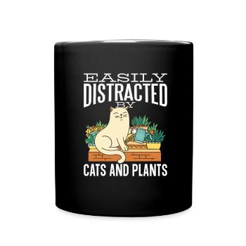 Hobby Gardener Garden Funny Garden Cat - Full Colour Mug - black - Front