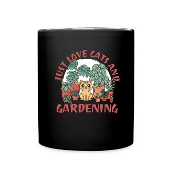 Hobby Gardener Garden Funny Garden Cat - Full Colour Mug - black - Front