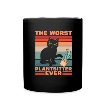 Hobby Gardener Garden Funny Garden Cat - Full Colour Mug - black - Front