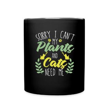 Hobby Gardener Garden Funny Garden Cat - Full Colour Mug - black - Front