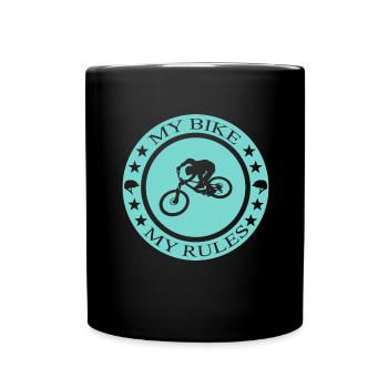 Fahrrad, Biker, BMX, Mtb - Tasse einfarbig - Schwarz - Vorne