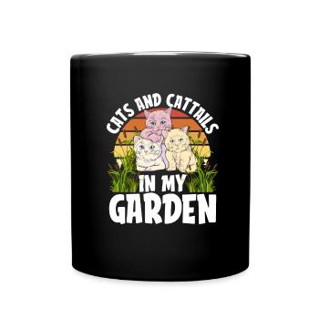 Hobbygärtner Garten Niedlich Gartenkatze - Tasse einfarbig - Schwarz - Vorne