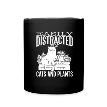 Hobby Gardener Garden Funny Garden Cat - Full Colour Mug - black - Front