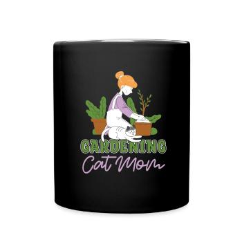 Hobbygärtner Garten Mutter Gartenkatze - Tasse einfarbig - Schwarz - Vorne