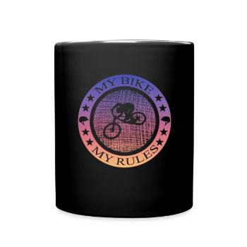 Fahrrad, biken, Bmx, Mtb - Tasse einfarbig - Schwarz - Vorne